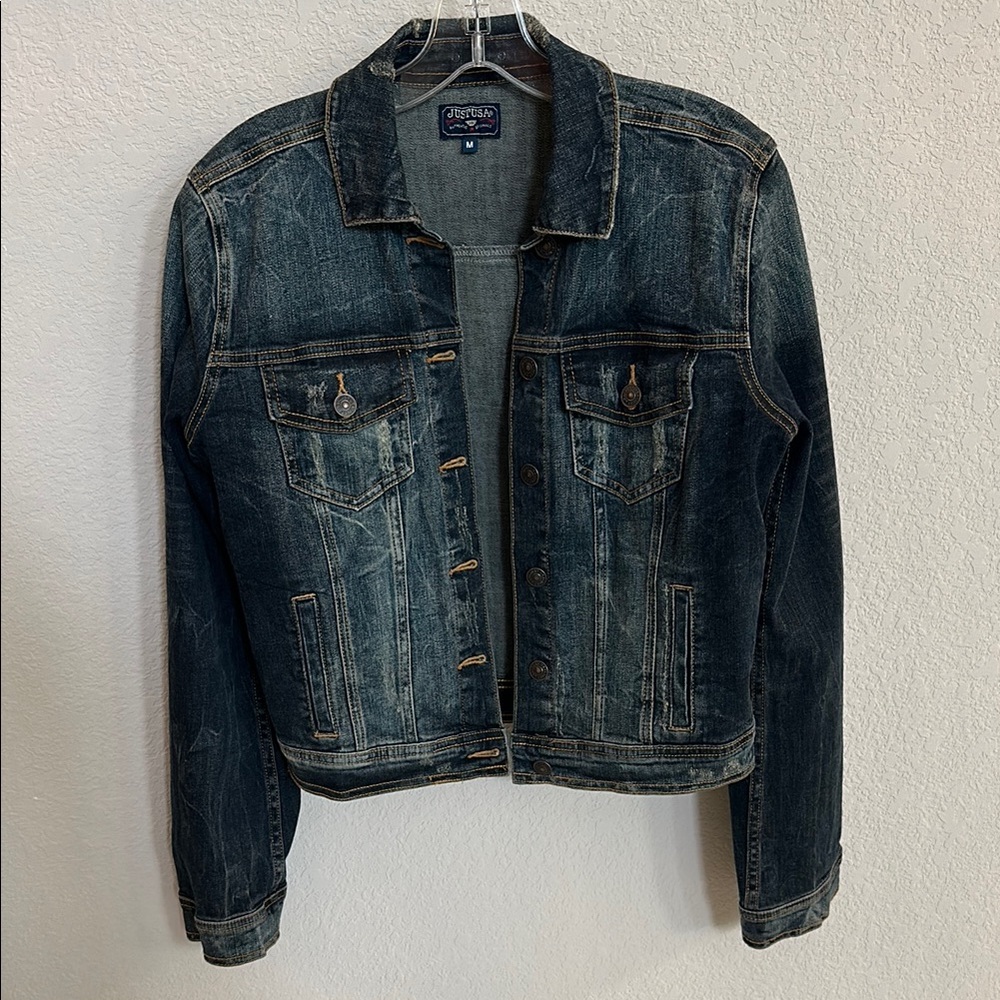 Just USA Faded/Distressed Blue Denim Jacket